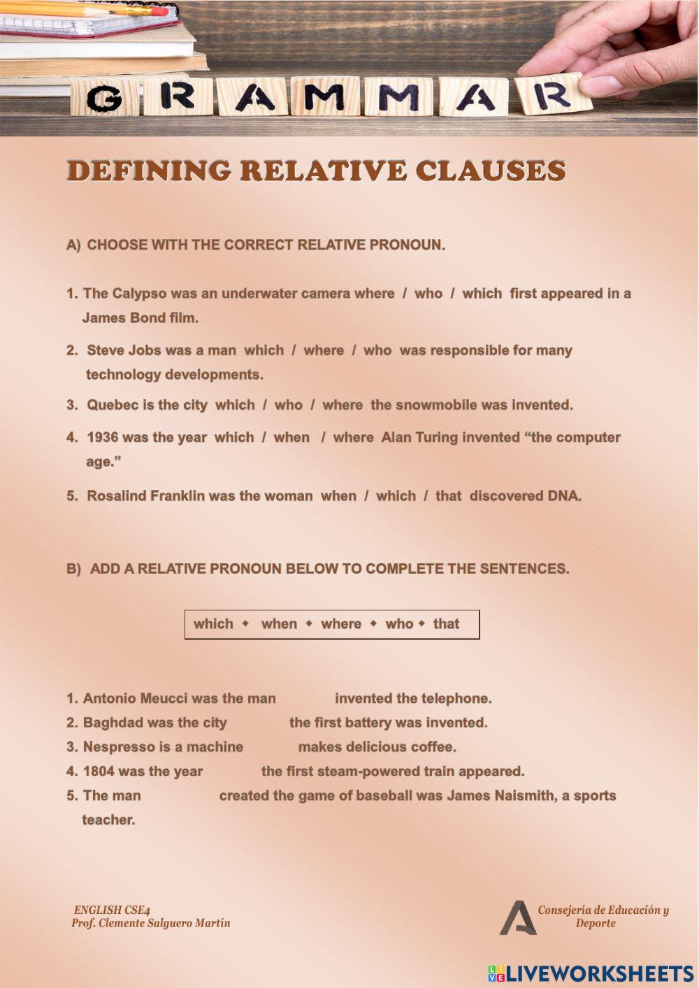 Defining Relative Clauses