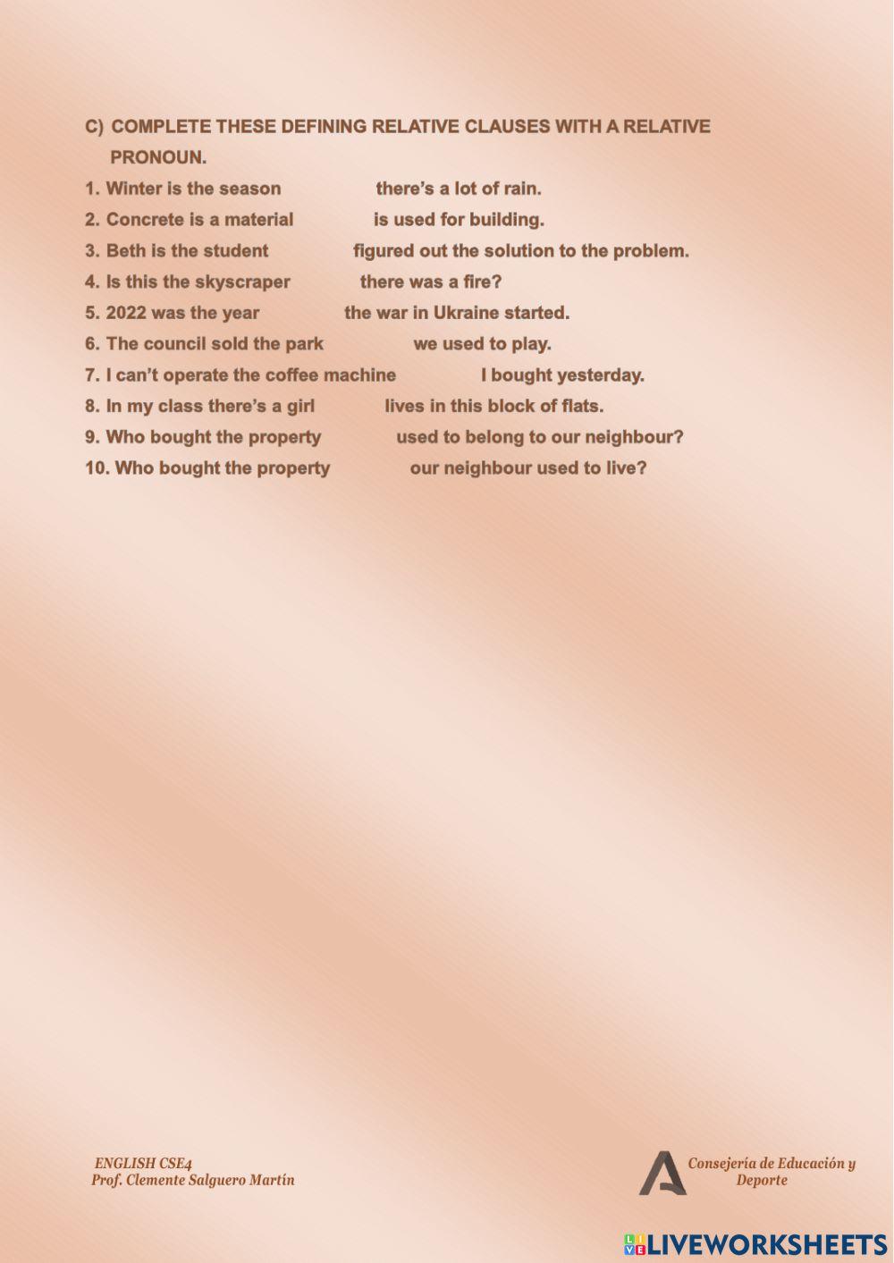 Defining Relative Clauses