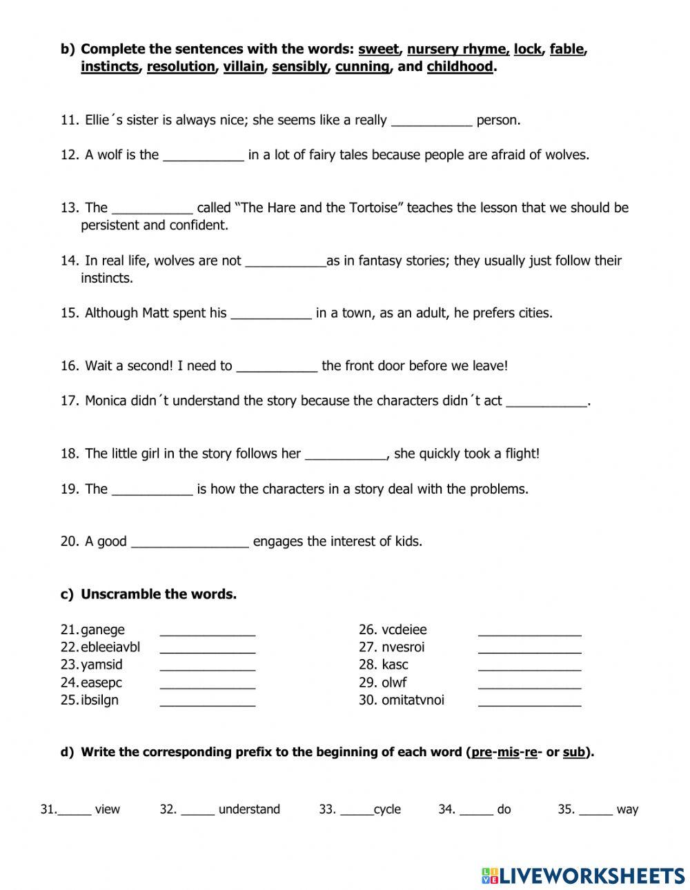 Unit 6 Vocabulary and Spelling Exam
