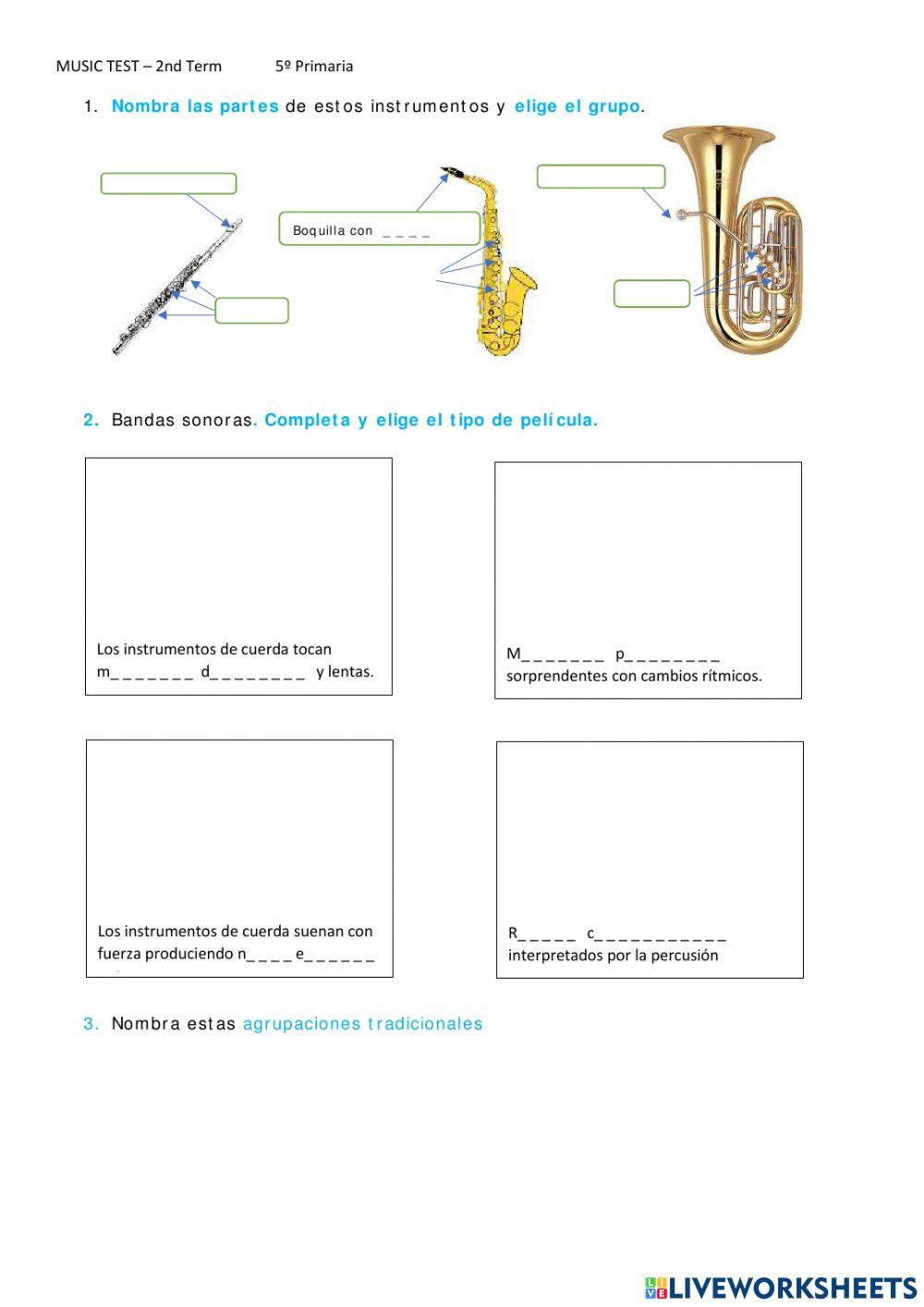 5º Examen Música. 2º Trimestre