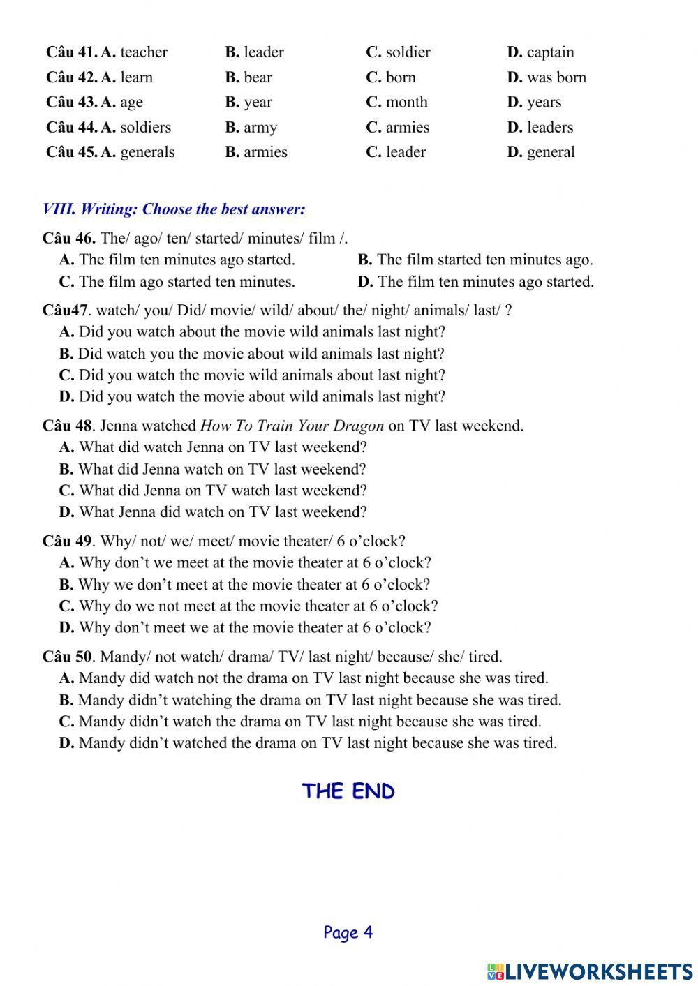 Tieng Anh lop 6 SW - 2nd Mid-Term test 02