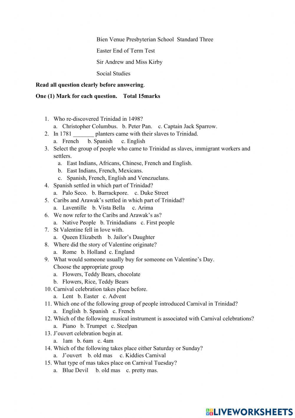 Standard 3 term 3 social studies march 2022