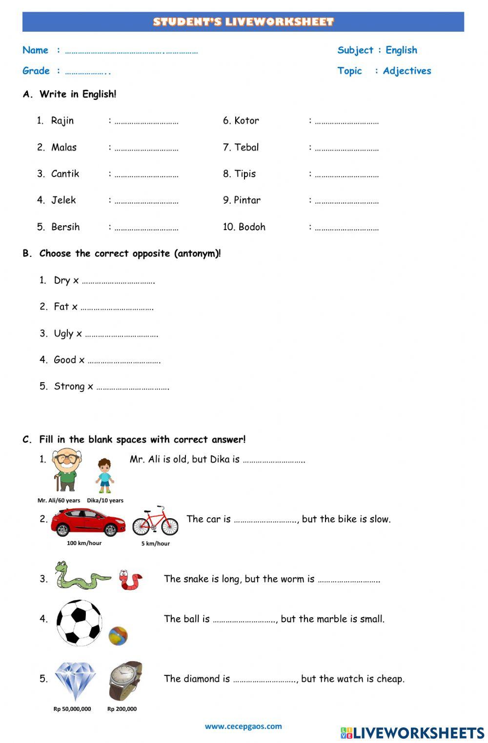 LKPD Interaktif Bahasa Inggris Tentang Adjectives LKPD Interaktif Bahasa Inggris Tentang Adjectives