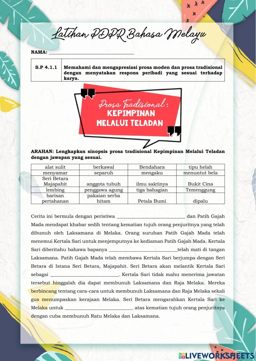  LATIHAN KOMSAS T4: KEPIMPINAN MELALUI TELADAN