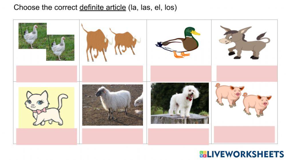 Los Animales-Artículos Definidos