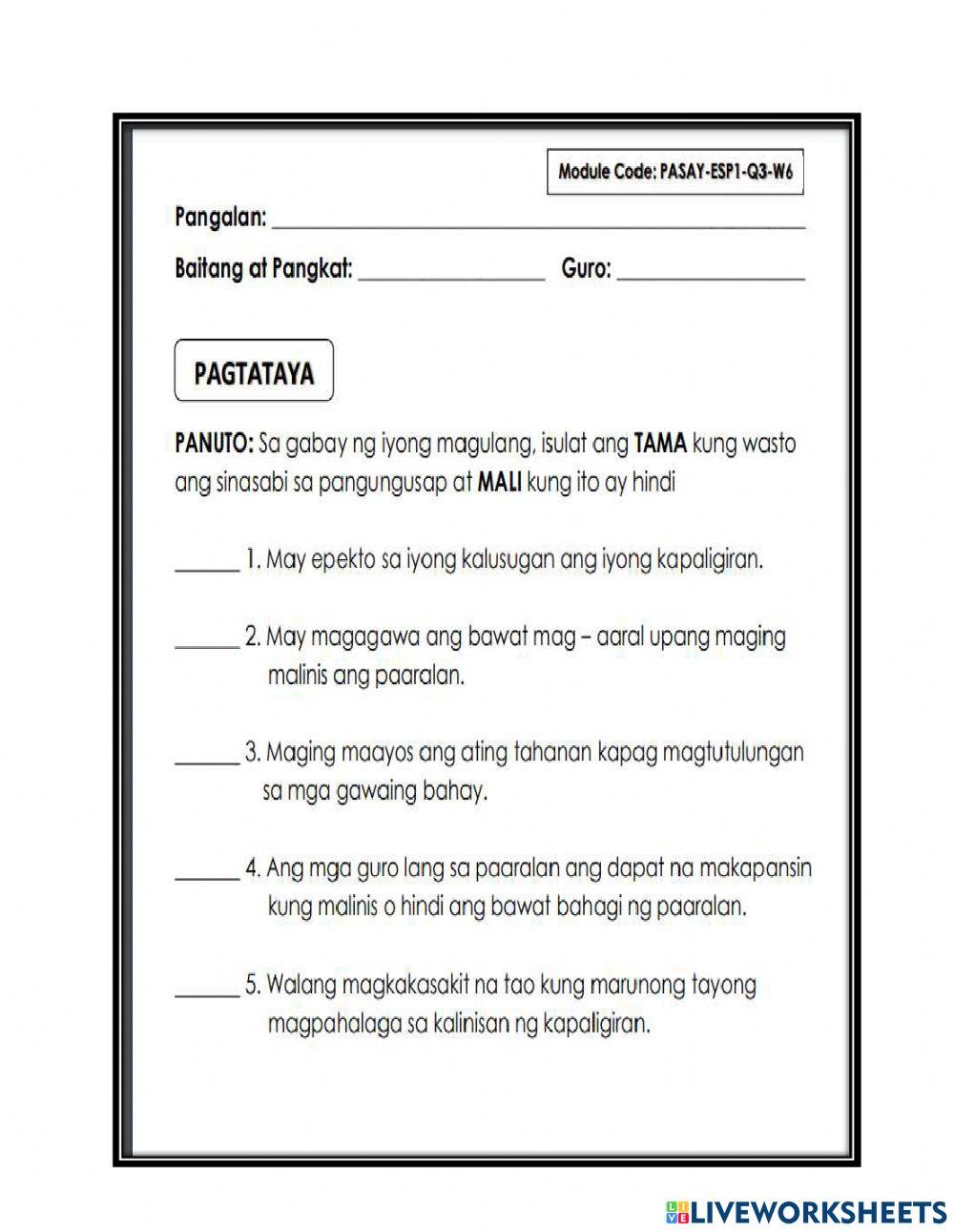 Esp interactive worksheet for 1 | Live Worksheets