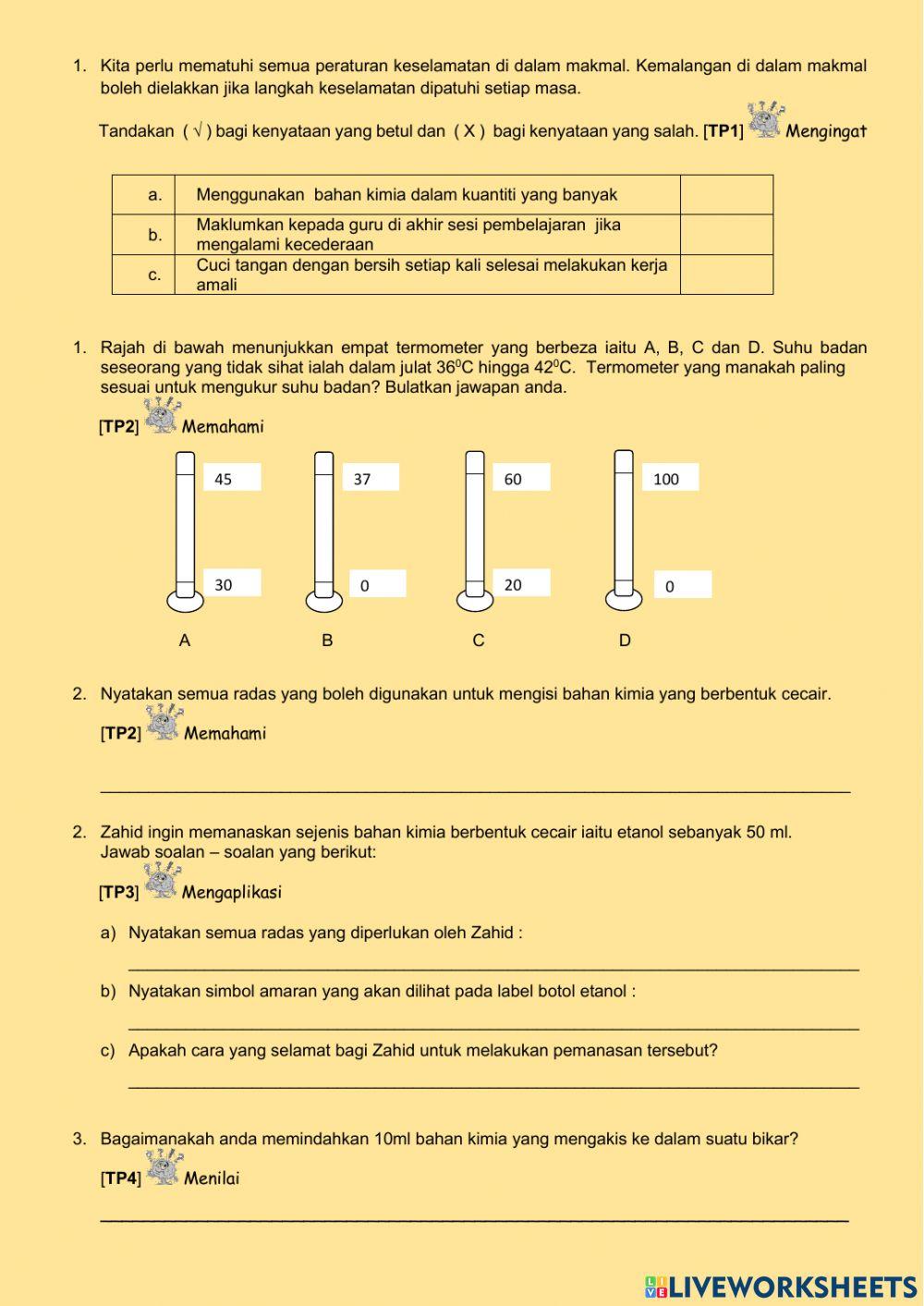 Sains Tingkatan 1 Bab 1.2 Makmal Sains Anda