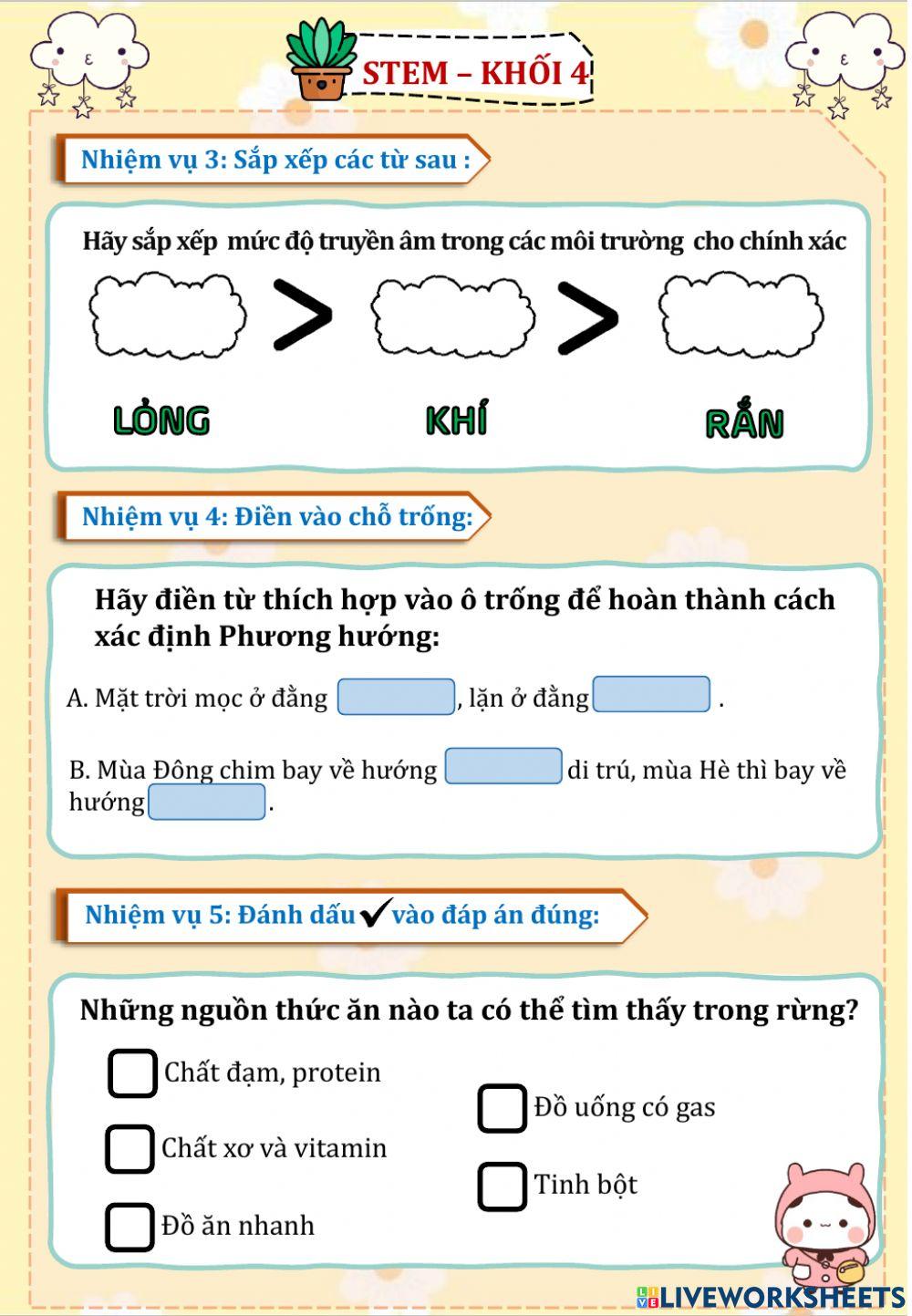 Bài kiểm tra giữa kì ii môn stem - lớp 4