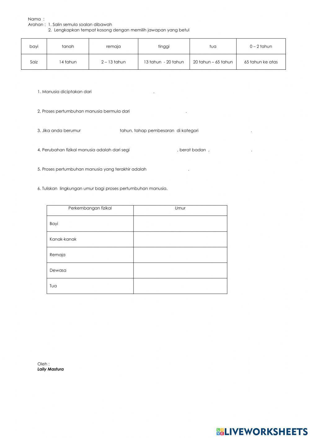 Perkembangan Fizikal