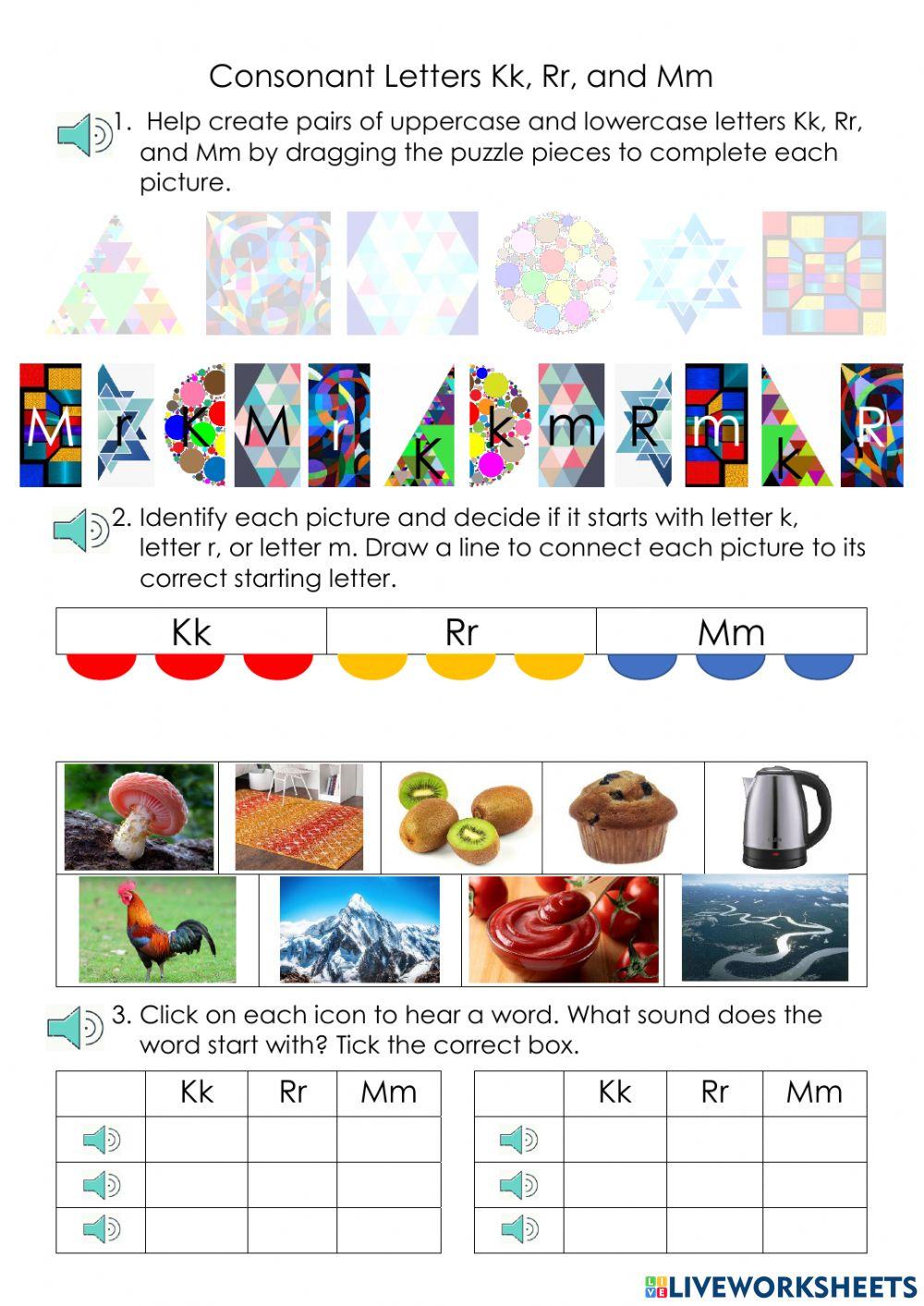 Consonant Letters Kk, Rr, and Mm