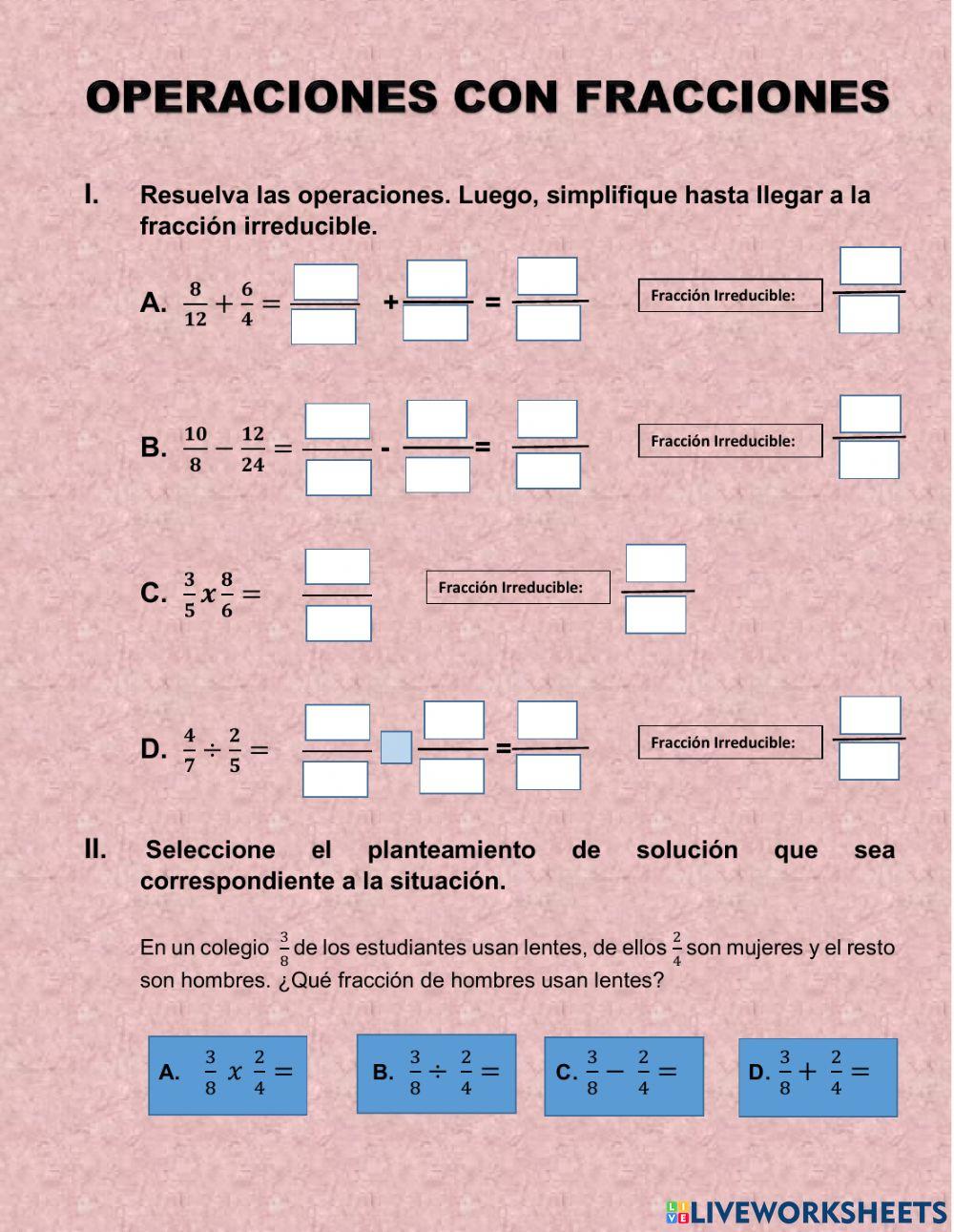 Operaciones con Fracciones