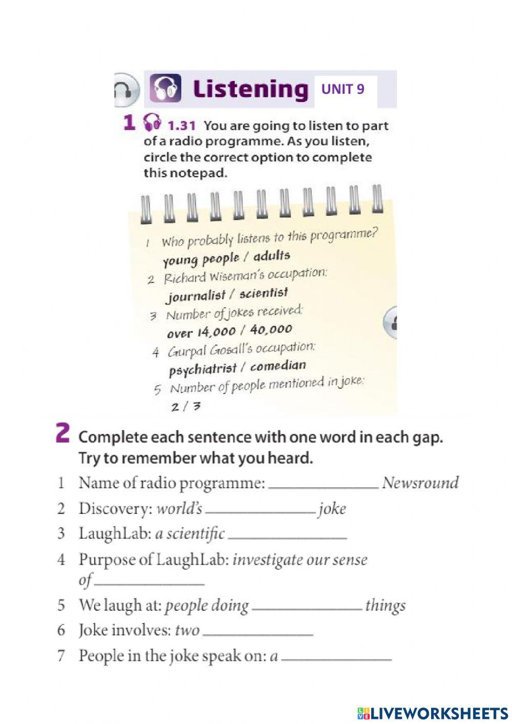 Listening unit 9 - laser b1