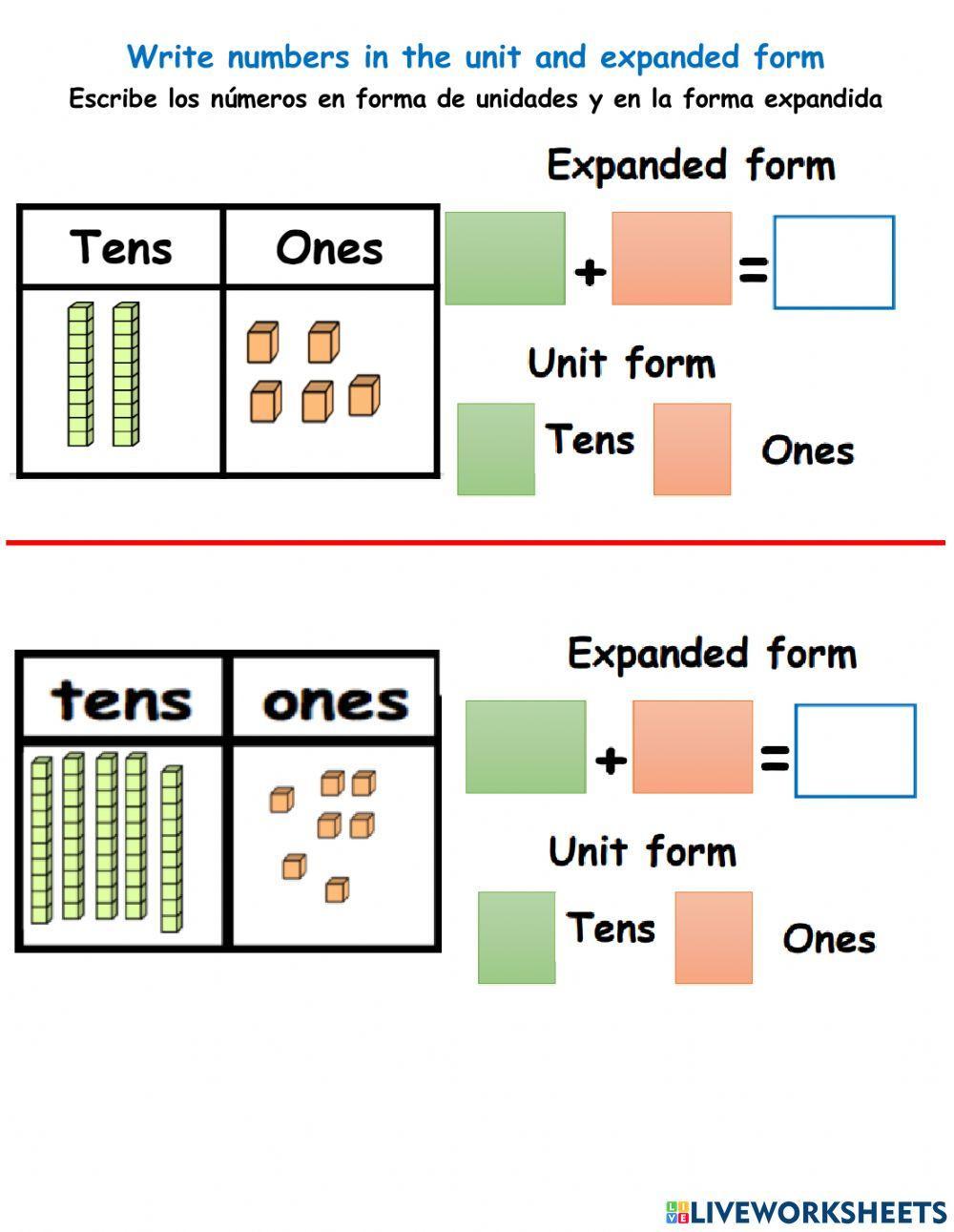 Unit and expanded form Unit and expanded form