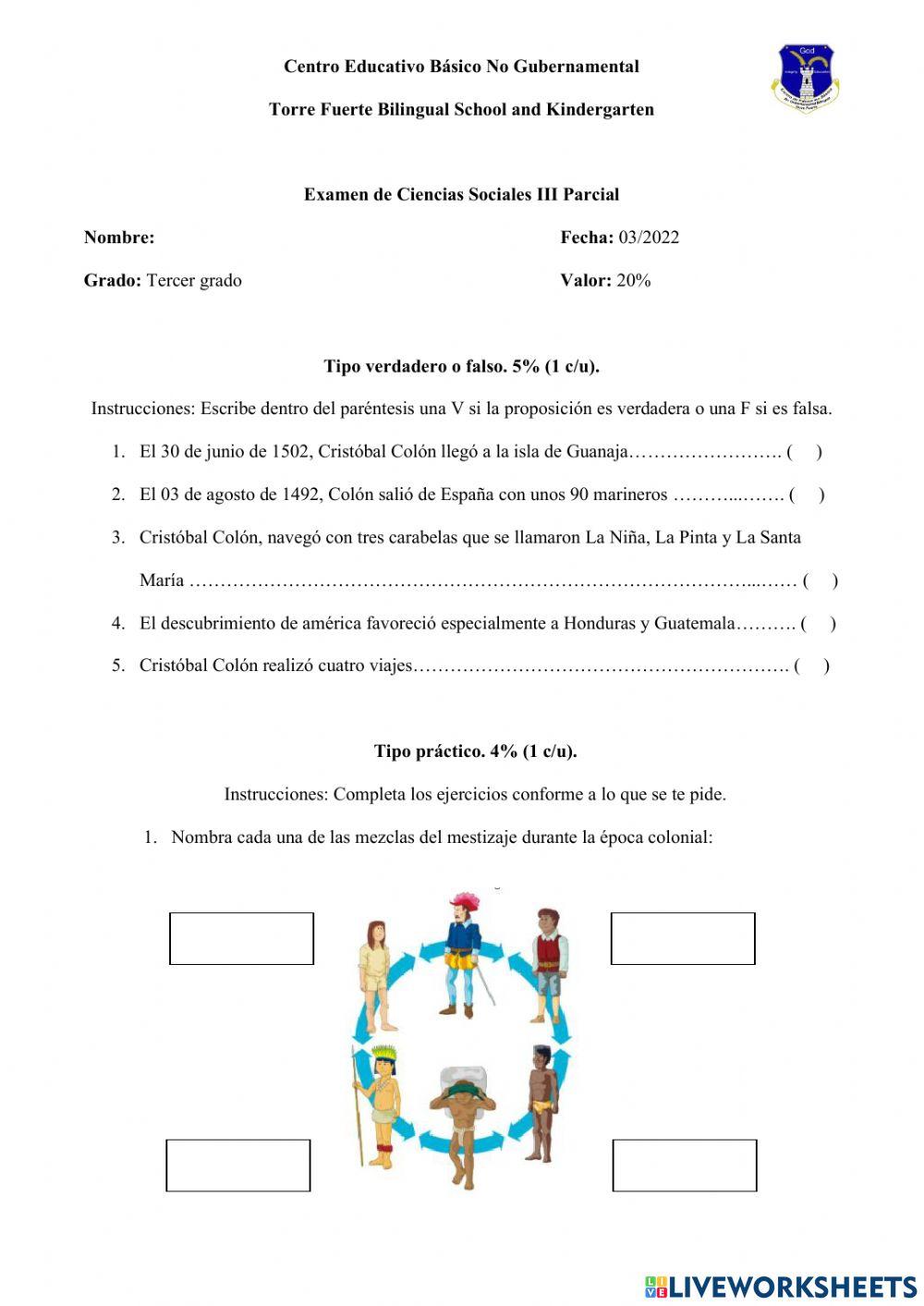 Examen de Ciencias Sociales 3°