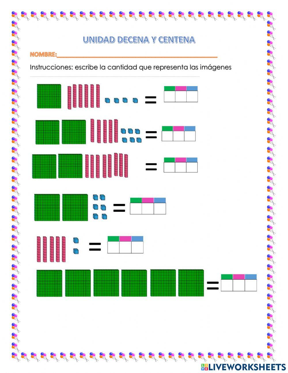 Unidad, decena y centena