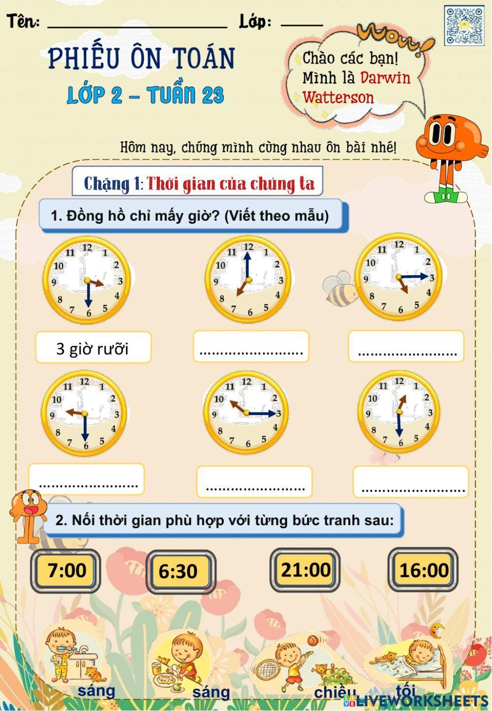 Lớp 2 - Toán - Tuần 23 - Đề 2