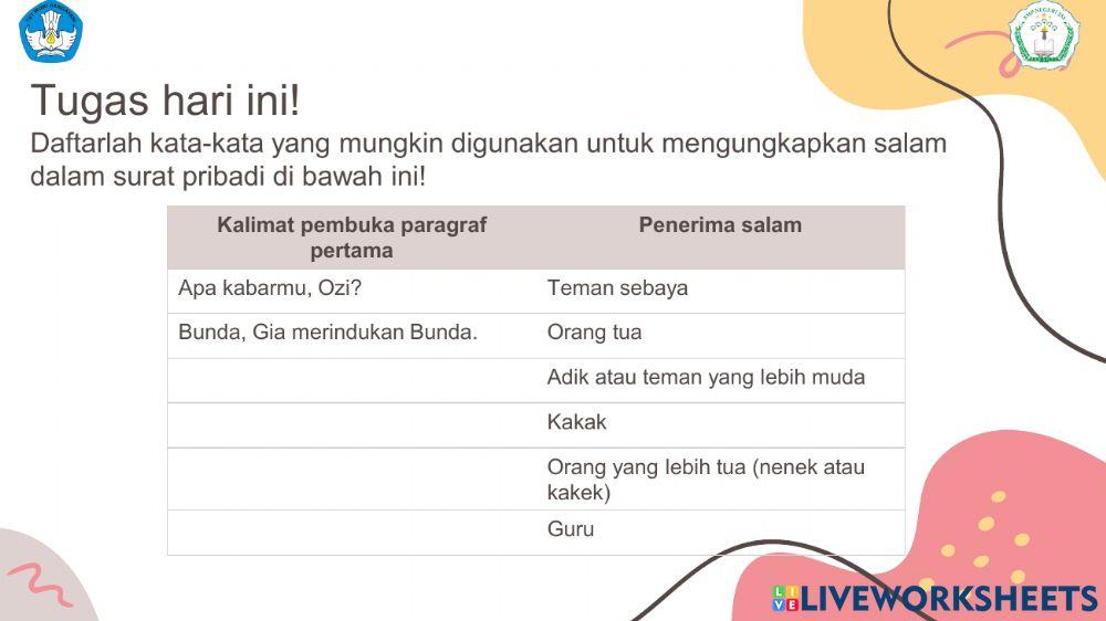 E-LKPD Surat Pribadi dan Surat Dinas