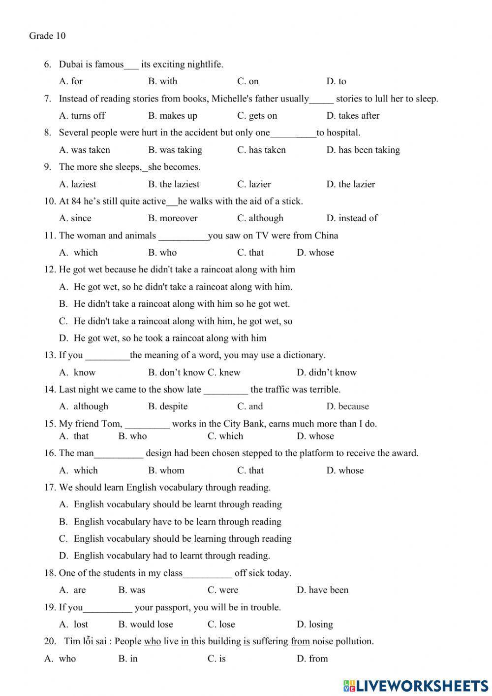 E10- GRAMMAR 5- giua ki 2