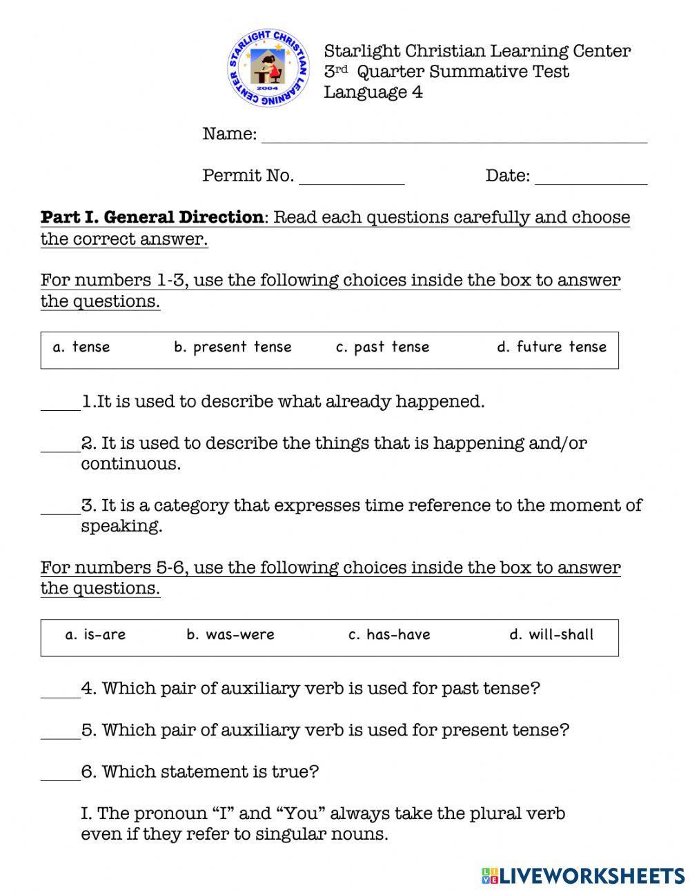 Lang4-Q3-Exam 2021-2022