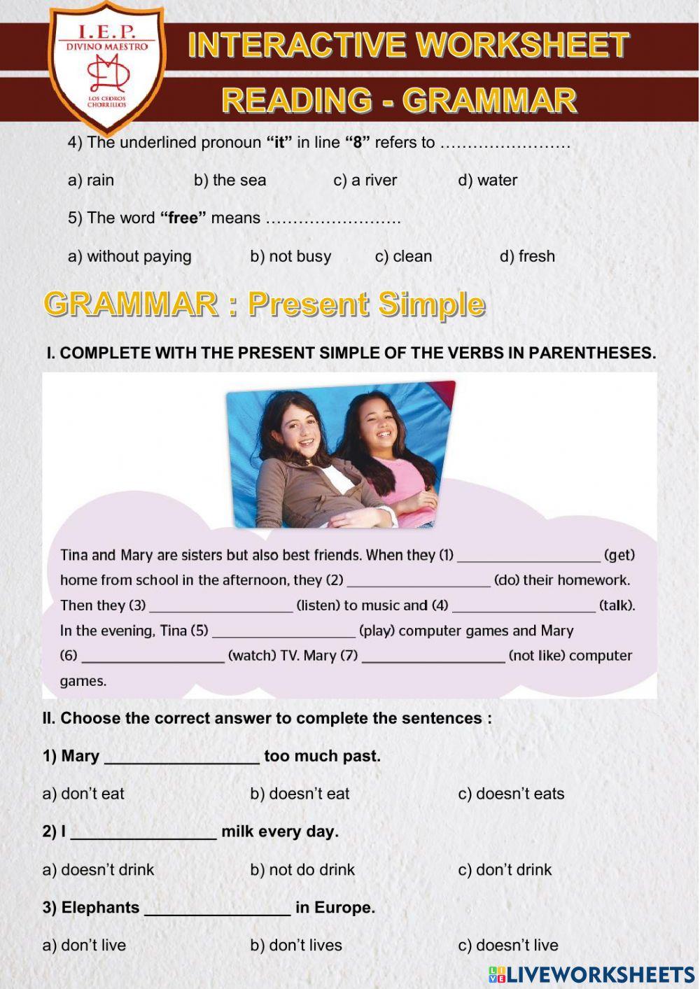 Grammar : present simple