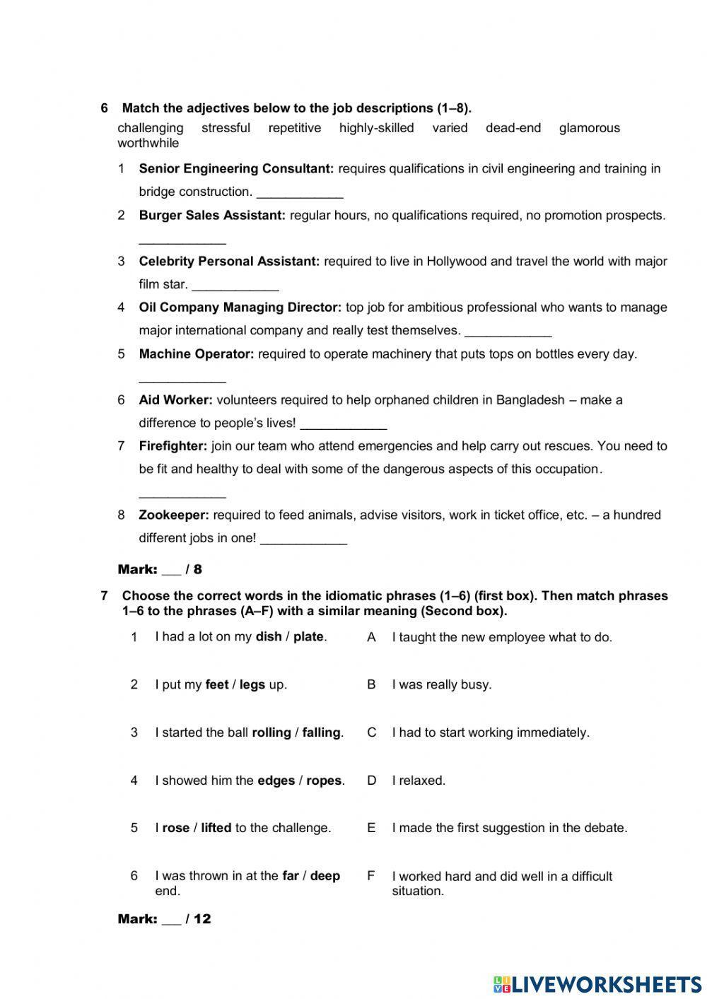Insight intermediate unit 8 test combined