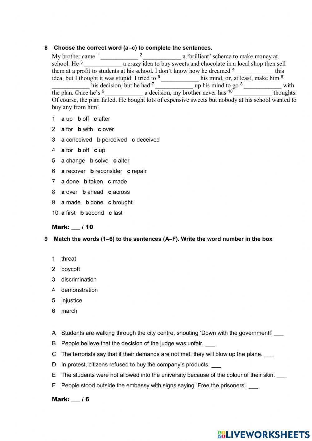 Insight intermediate unit 8 test combined