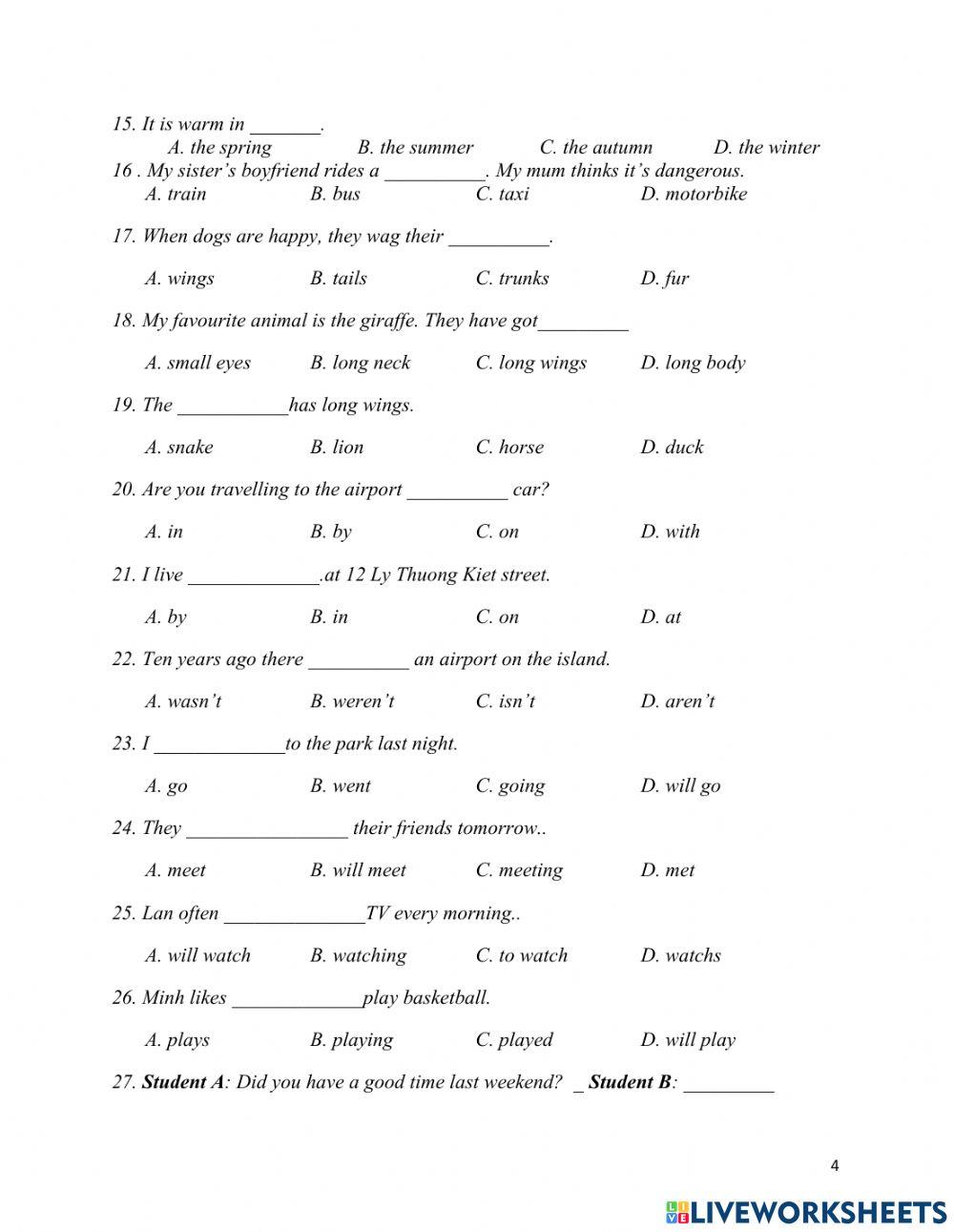 On thi giu a ky ii - anh 6 trac part i