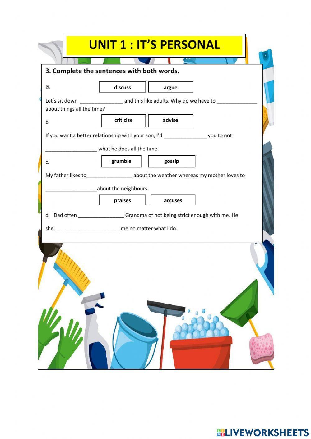 Form 5: unit 1 (it's personal)
