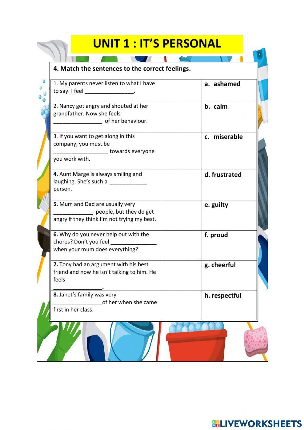 Form 5: unit 1 (it's personal)