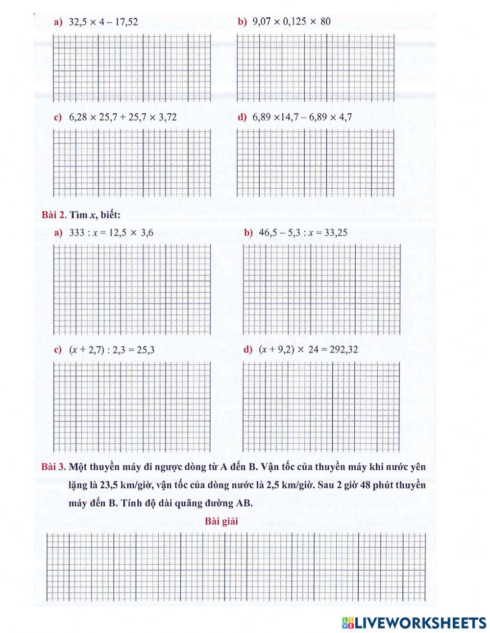 Toán 5 - Tuần 31 Bài tập