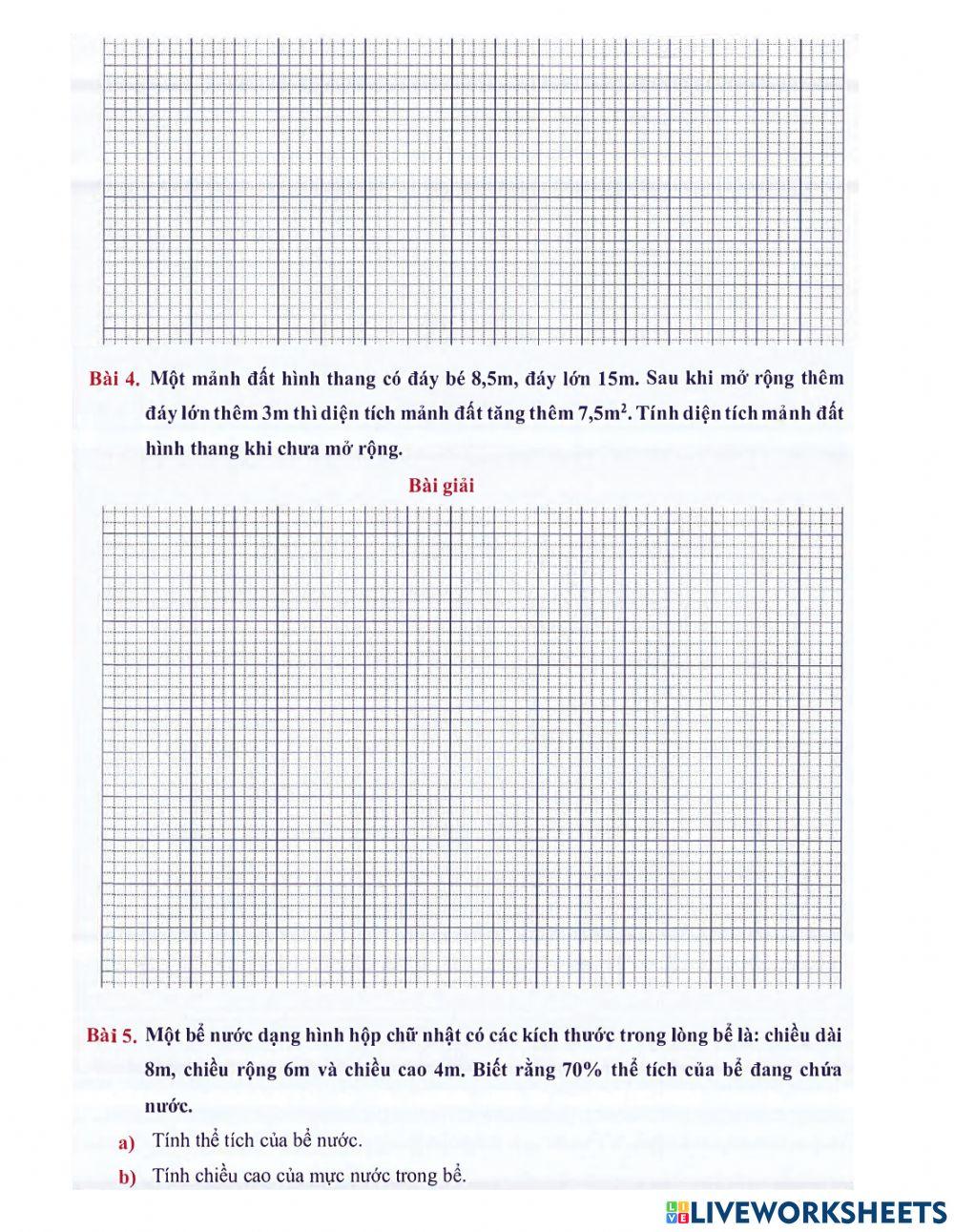 Toán 5 - Tuần 32 Bài tập