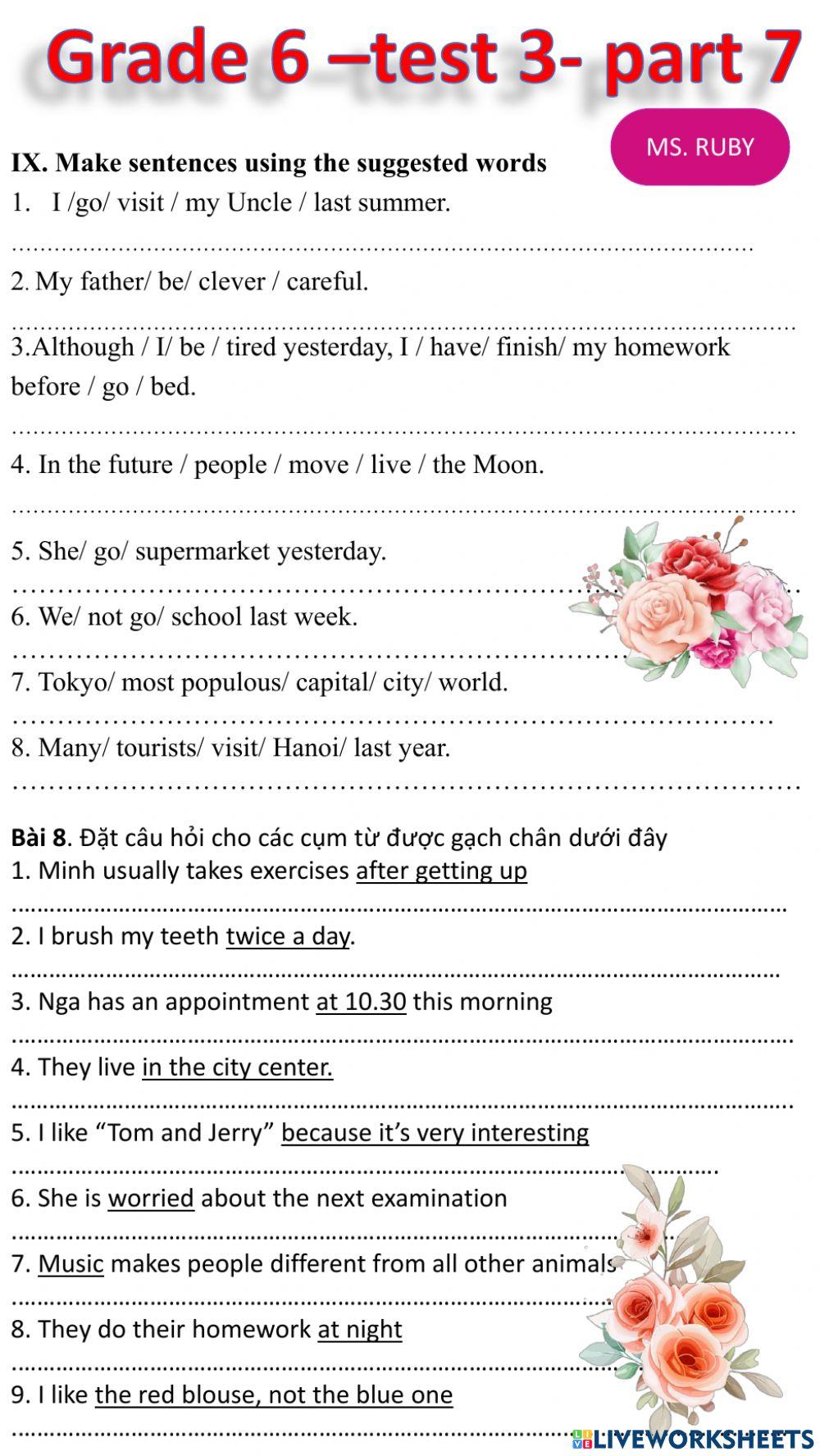 Grade 6 test 3 part 7