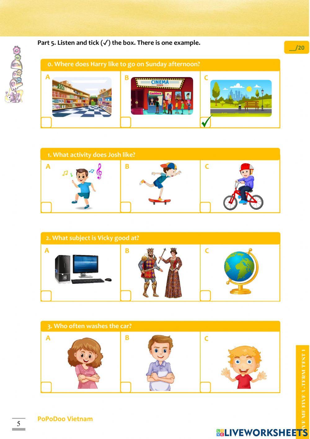 Gmf3 - term test 1 - listening