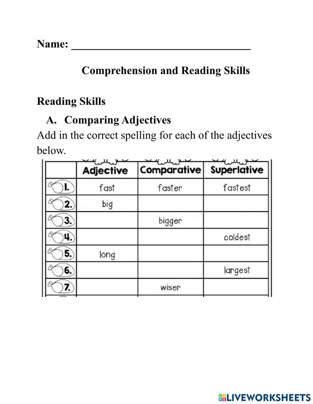 Comprehension and Reading Skills