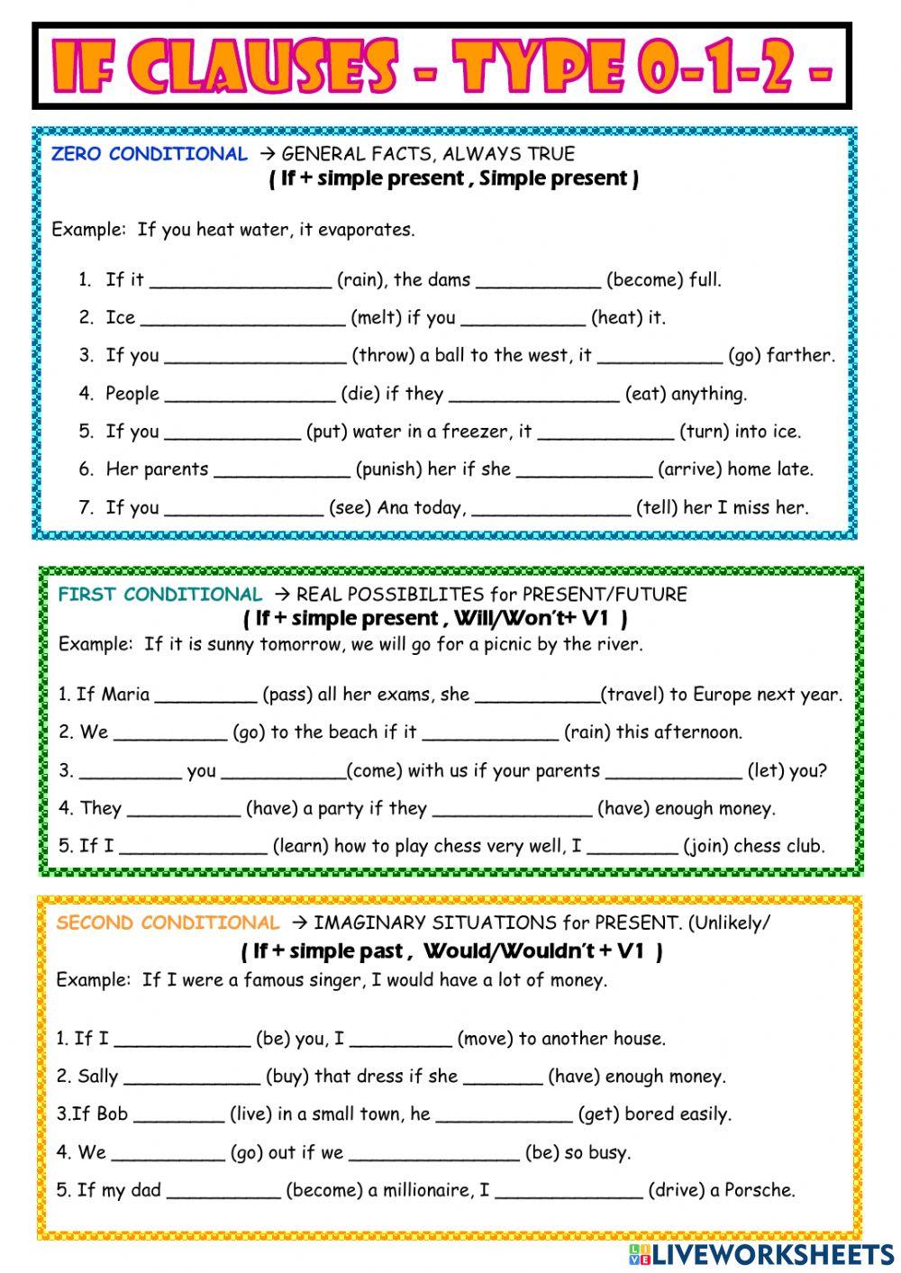 Conditionals 0, 1 and 2