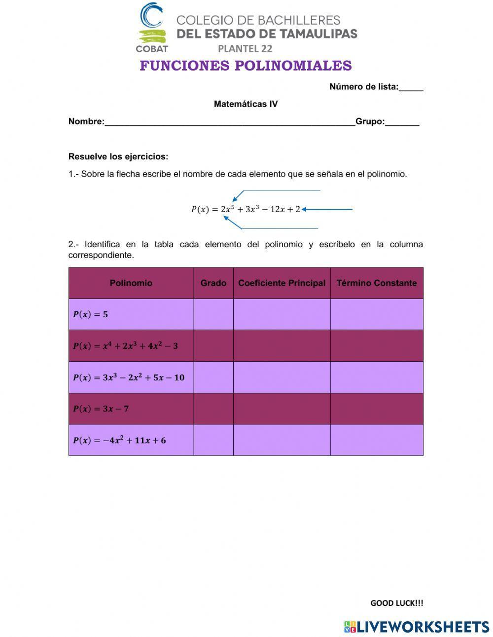 Funciones Polinomiales
