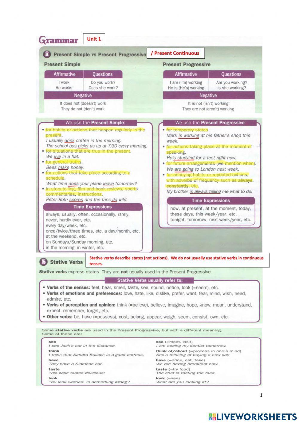 Full Blast : Unit 1 Grammar page 9