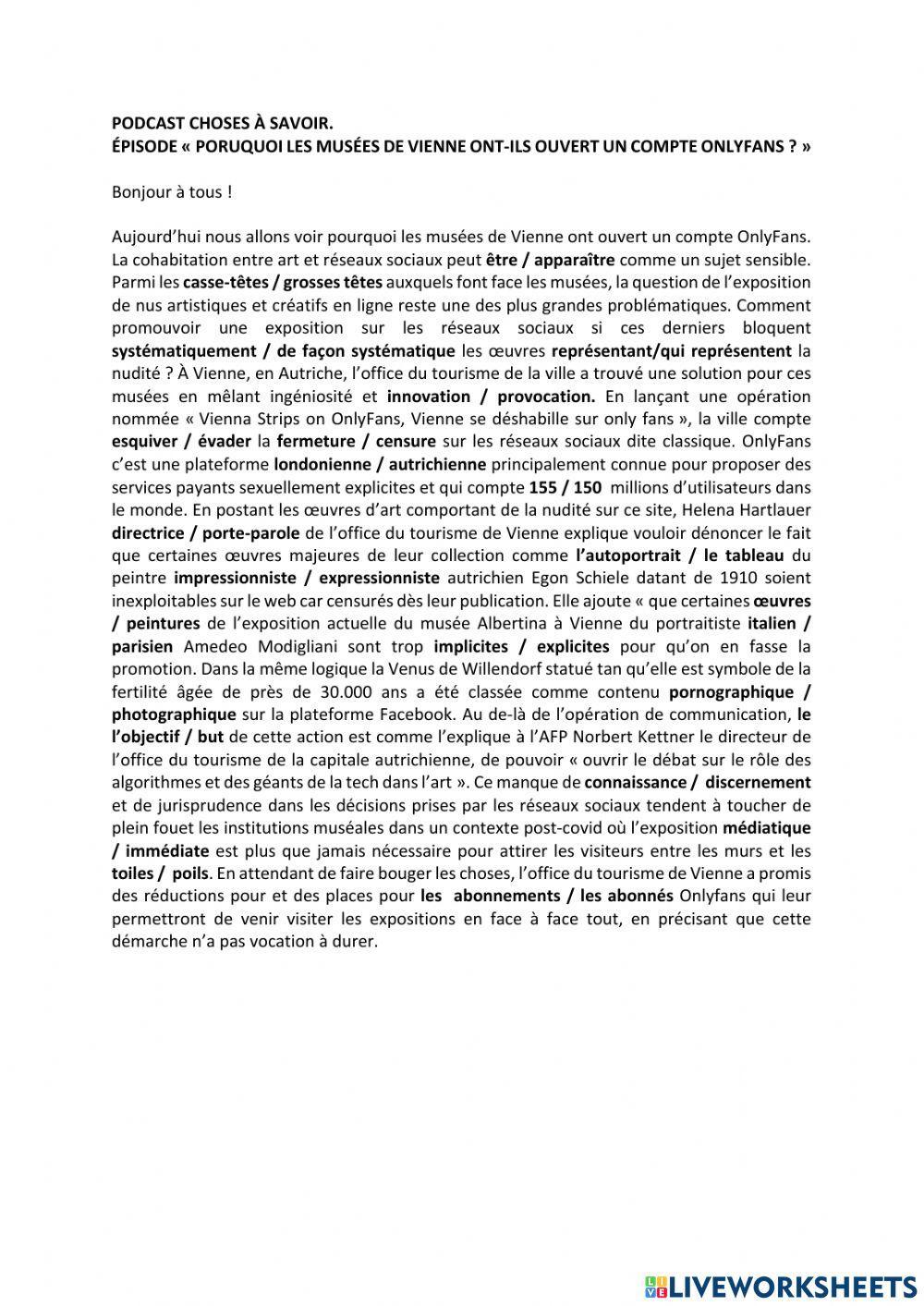 Pourquoi les musées de vienne ont-ils ouvert un compte onlyfans?