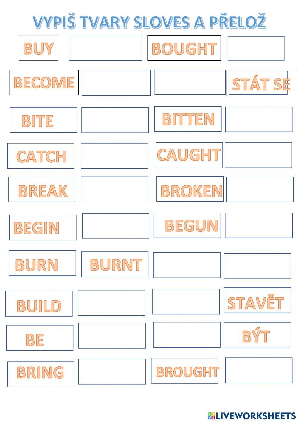 Irregular verbs 1 EN-CZ
