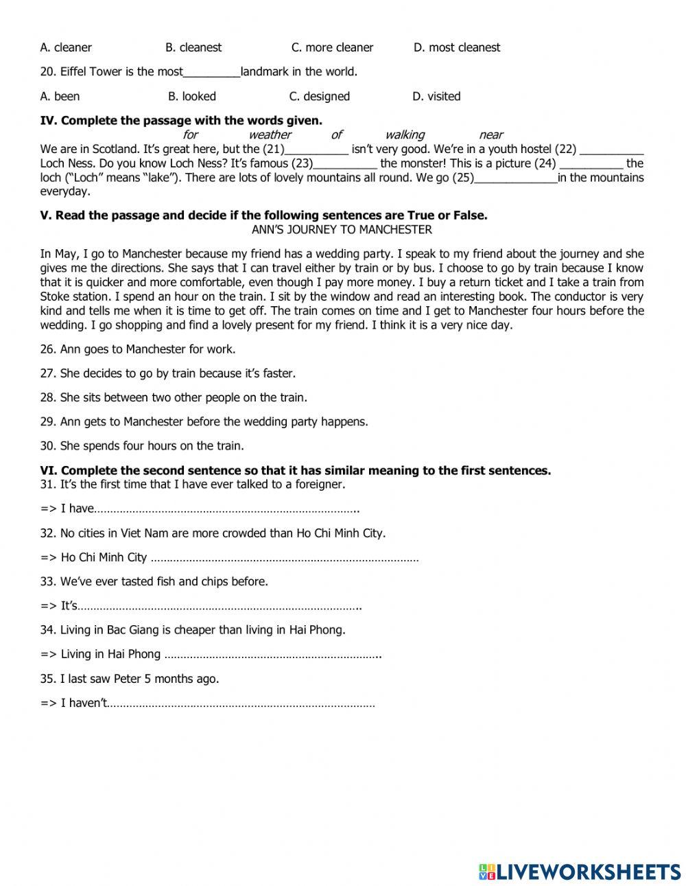 Second mid term test e - grade 7