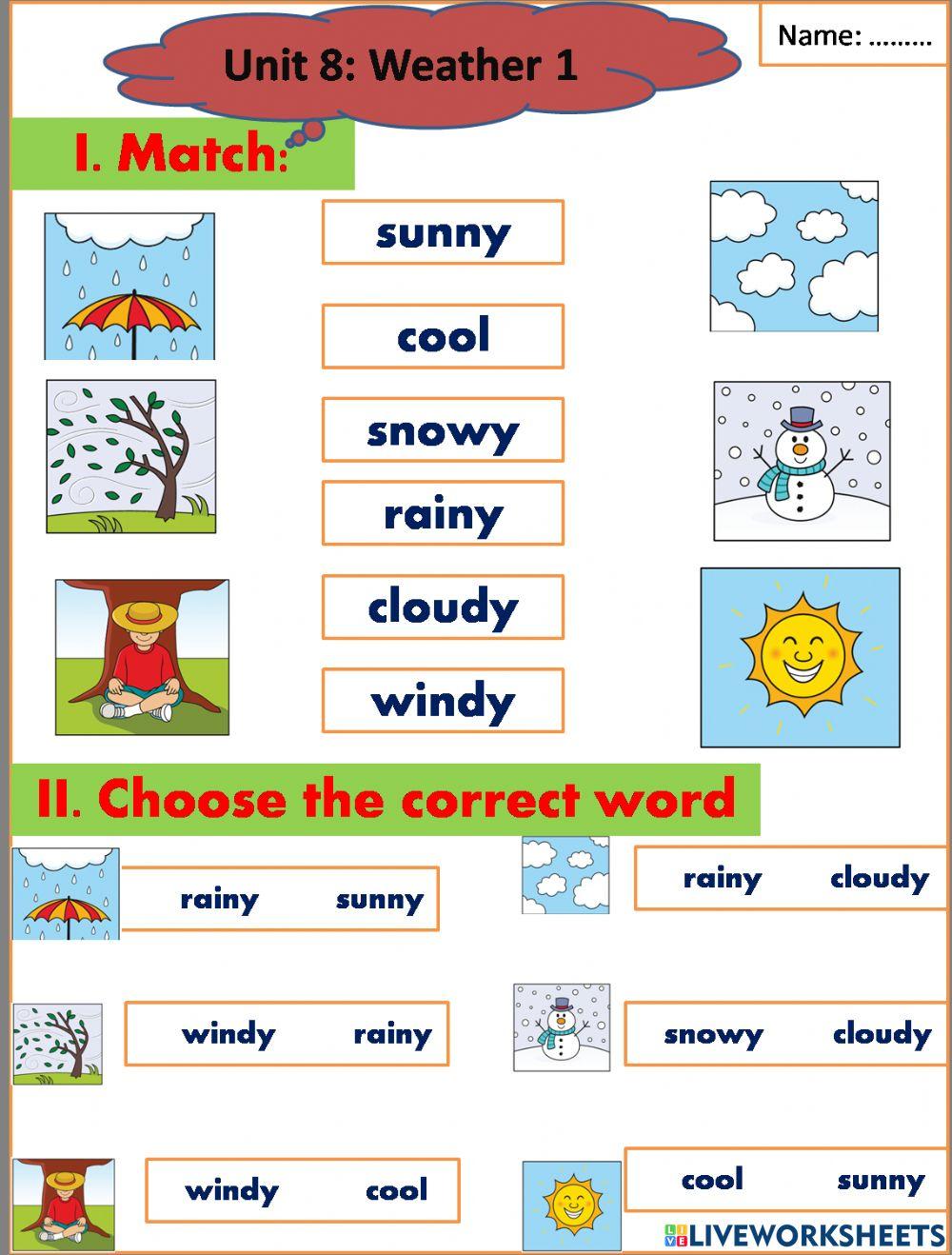 E2 Unit 8 Weather 1 worksheet | Live Worksheets