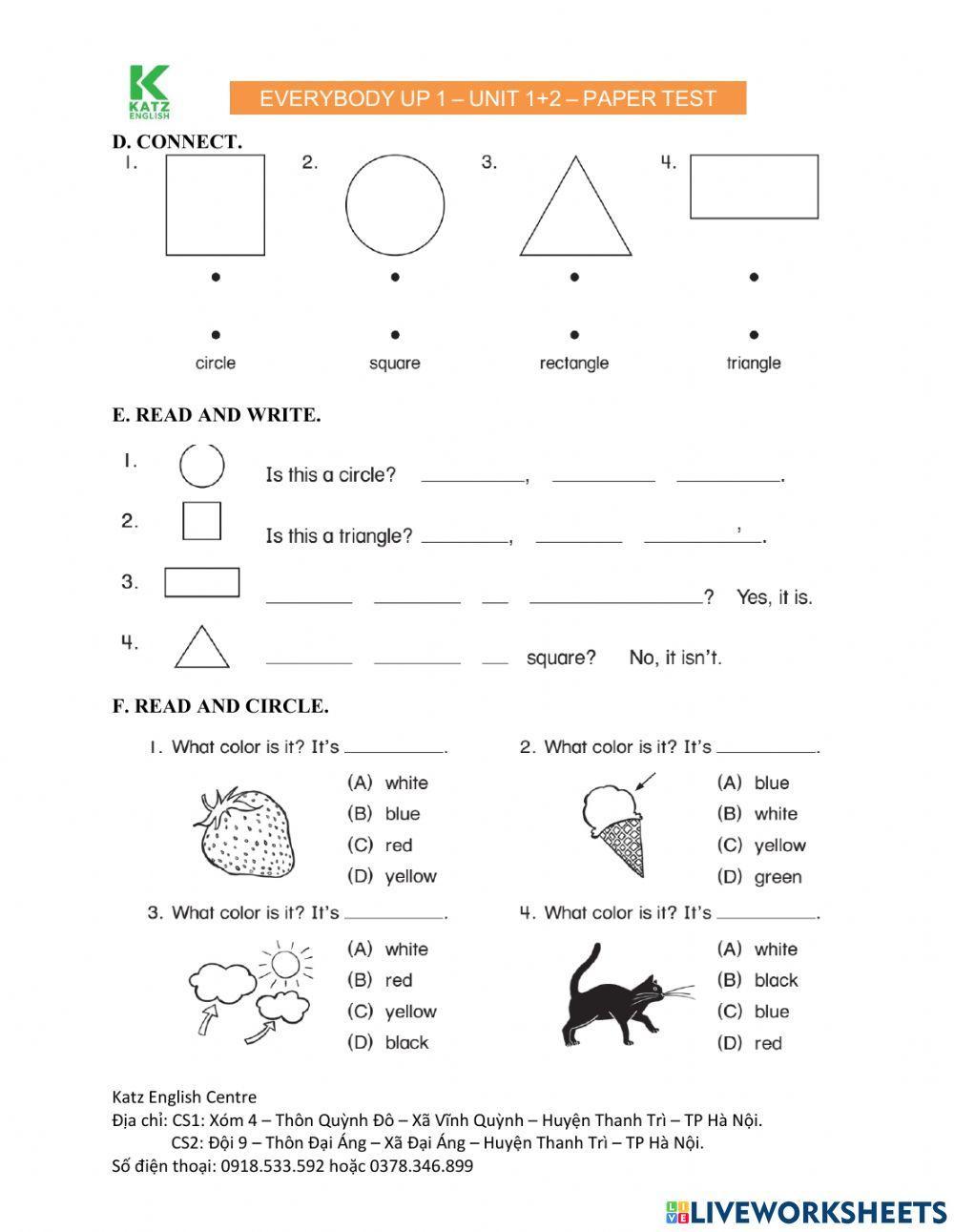 Everybody Up 1 Test Unit 1 + 2