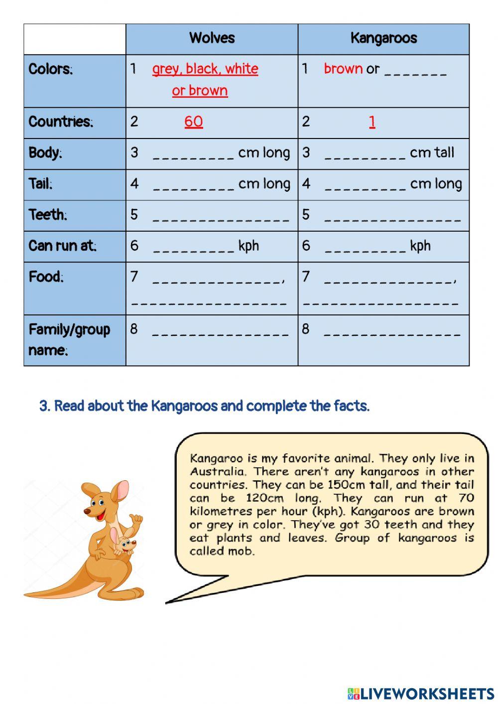 Unit 1 in the wild reading worksheet live worksheets