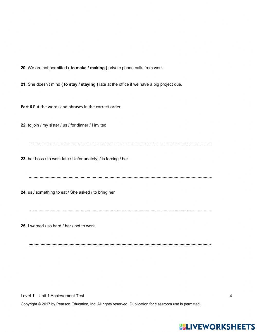 Summit 1 - Unit 1 Achievement Test