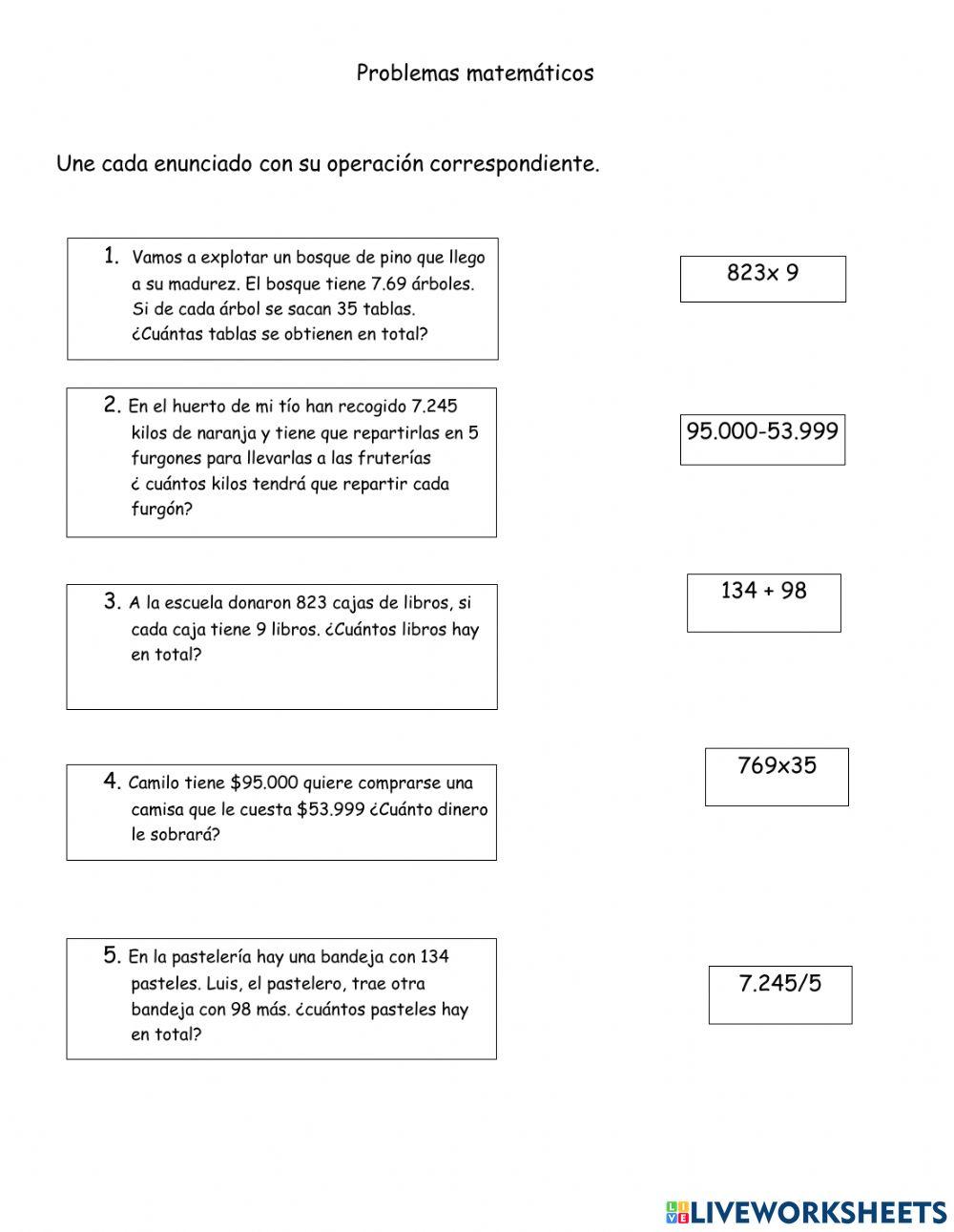 Resoluciòn de operaciones matemàticas