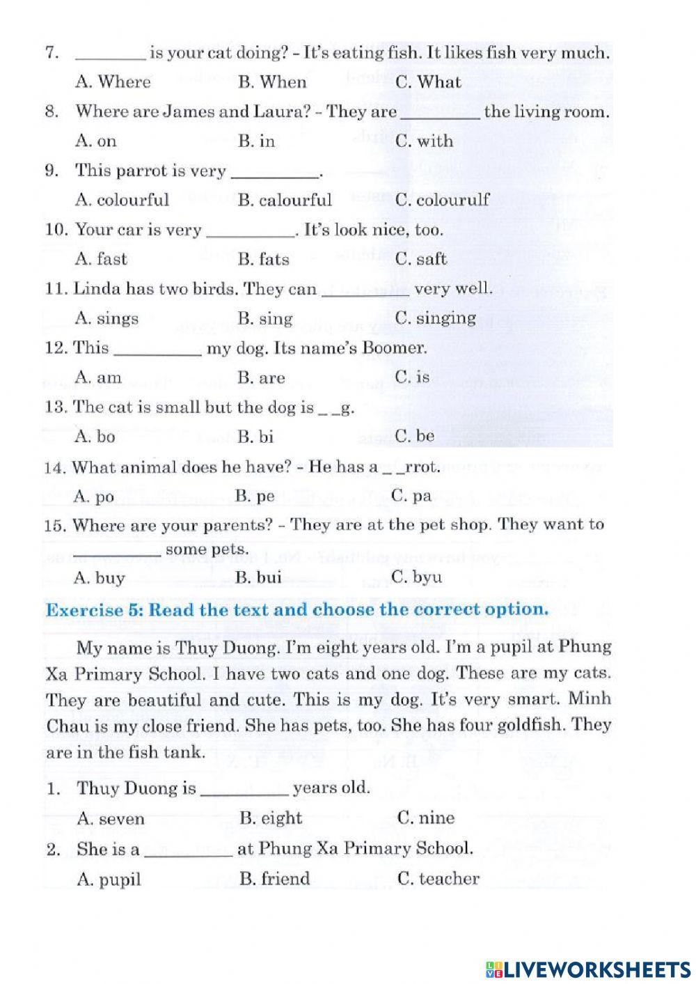 Unit 16: Do you have any pets?