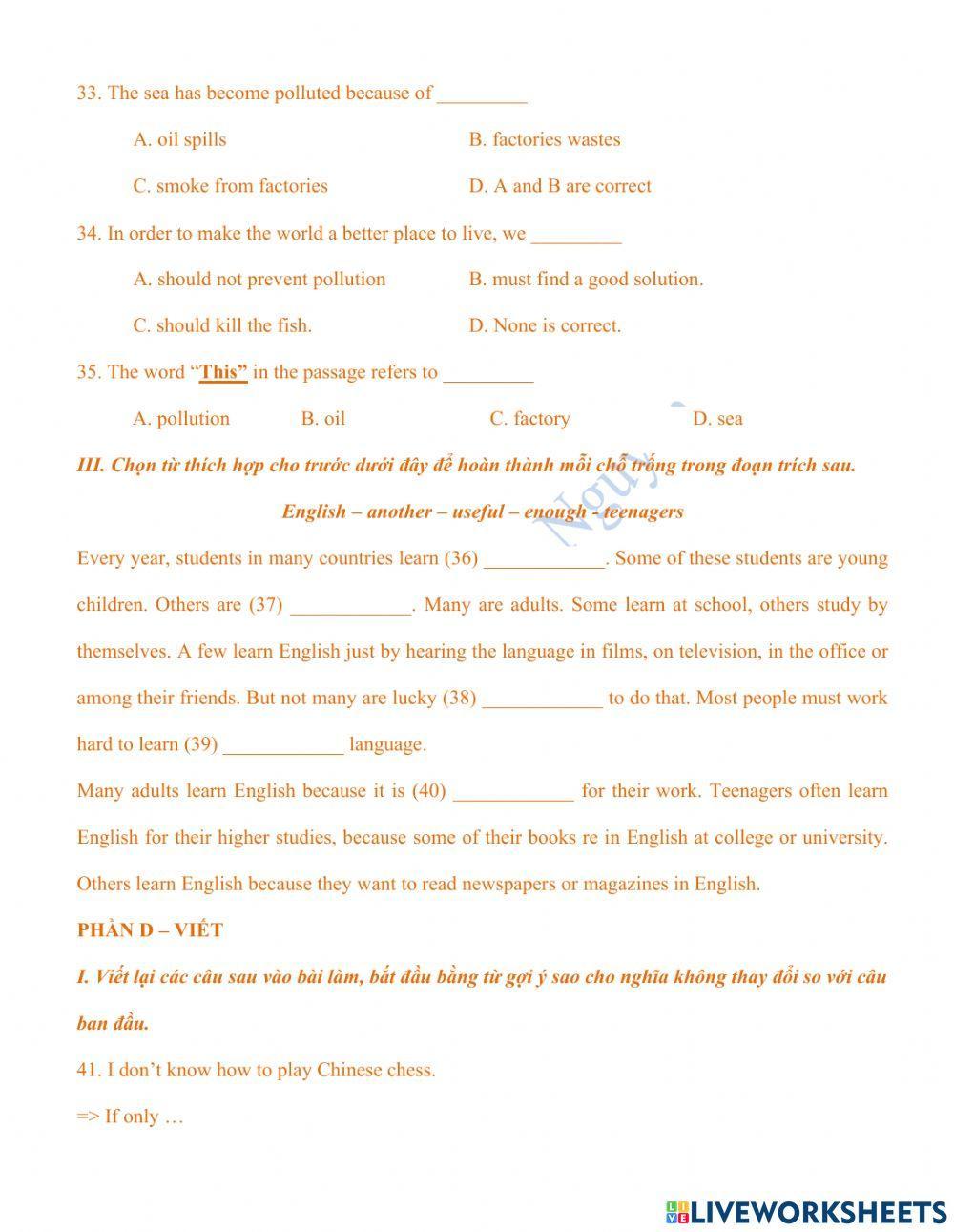 Đề thi thử vào 10 - Số 10