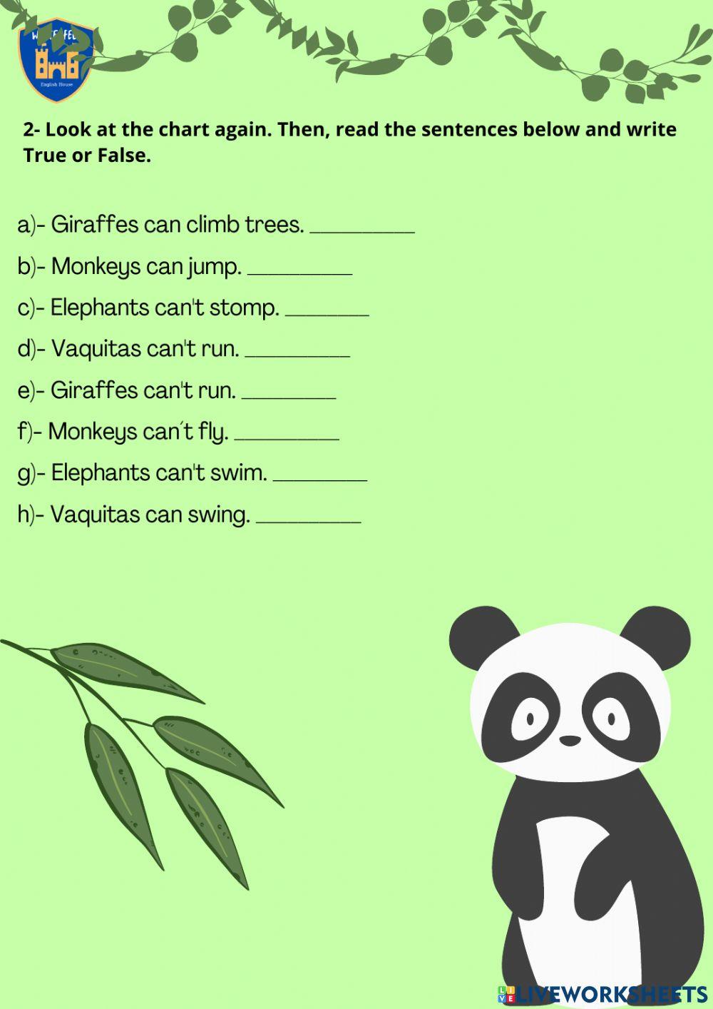 Animals: can  - can't