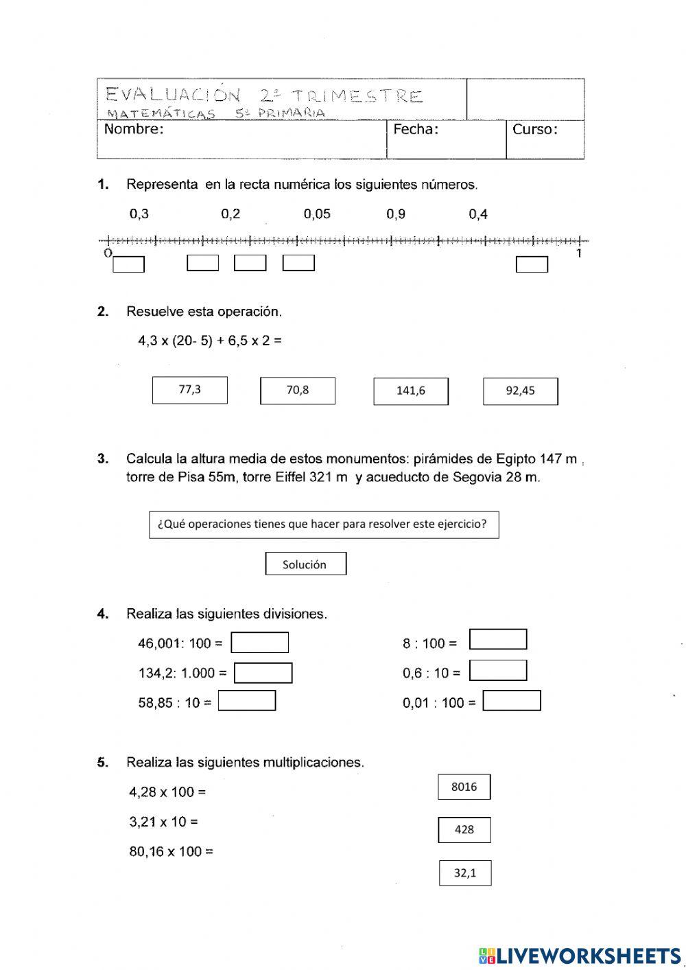 Evaluación 2º Trimestre