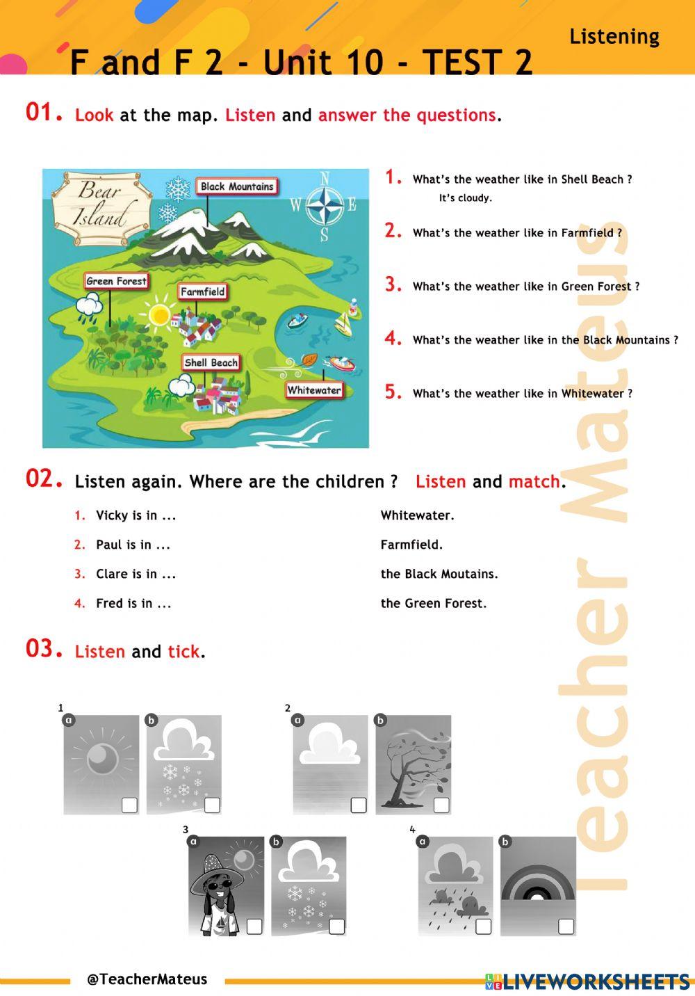 FF 2 - Unit 10 - TEST 2 - Listening